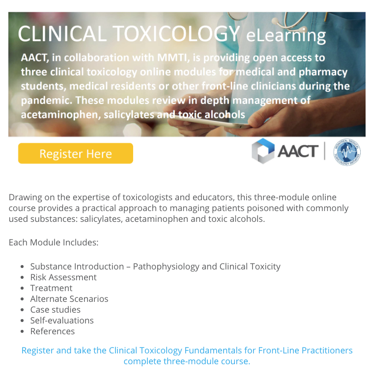 Need to brush up on your toxicology? Need to teach others toxicology remotely? Why not flip the classroom? Check out these 3 modules that are available free from MMTI and AACT at clintox.org/clinical-toxic…