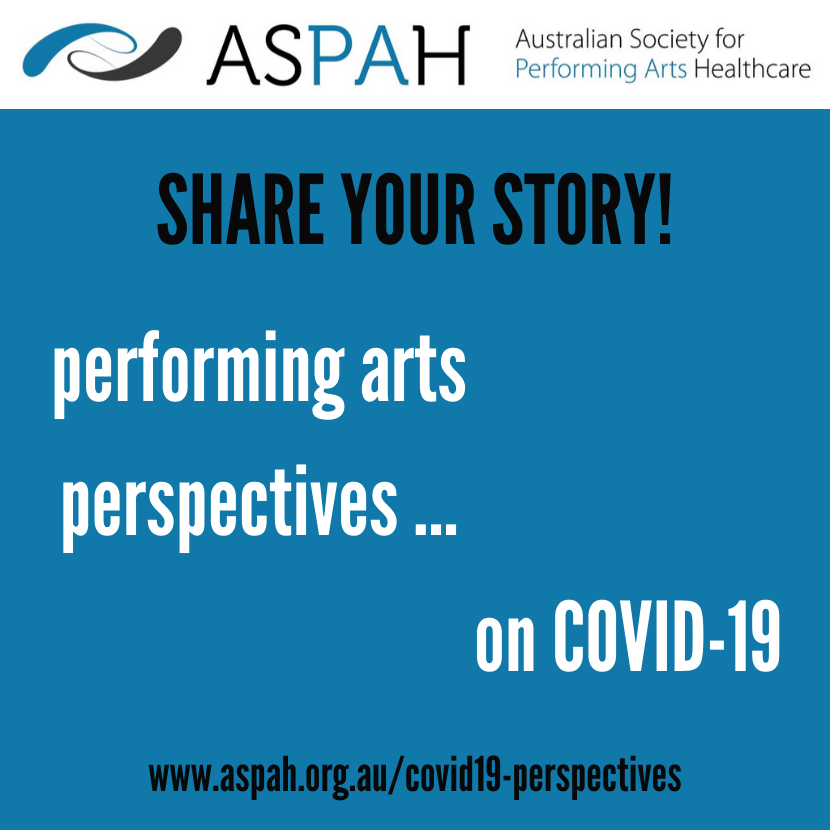 aspah_aus's tweet image. The #COVID19 crisis presents particular challenges for those working in the #performingarts We are calling on members of the performing arts community to share their stories, to foster connection, understanding, care and inspiration. Share your story here: buff.ly/3ckdhwO