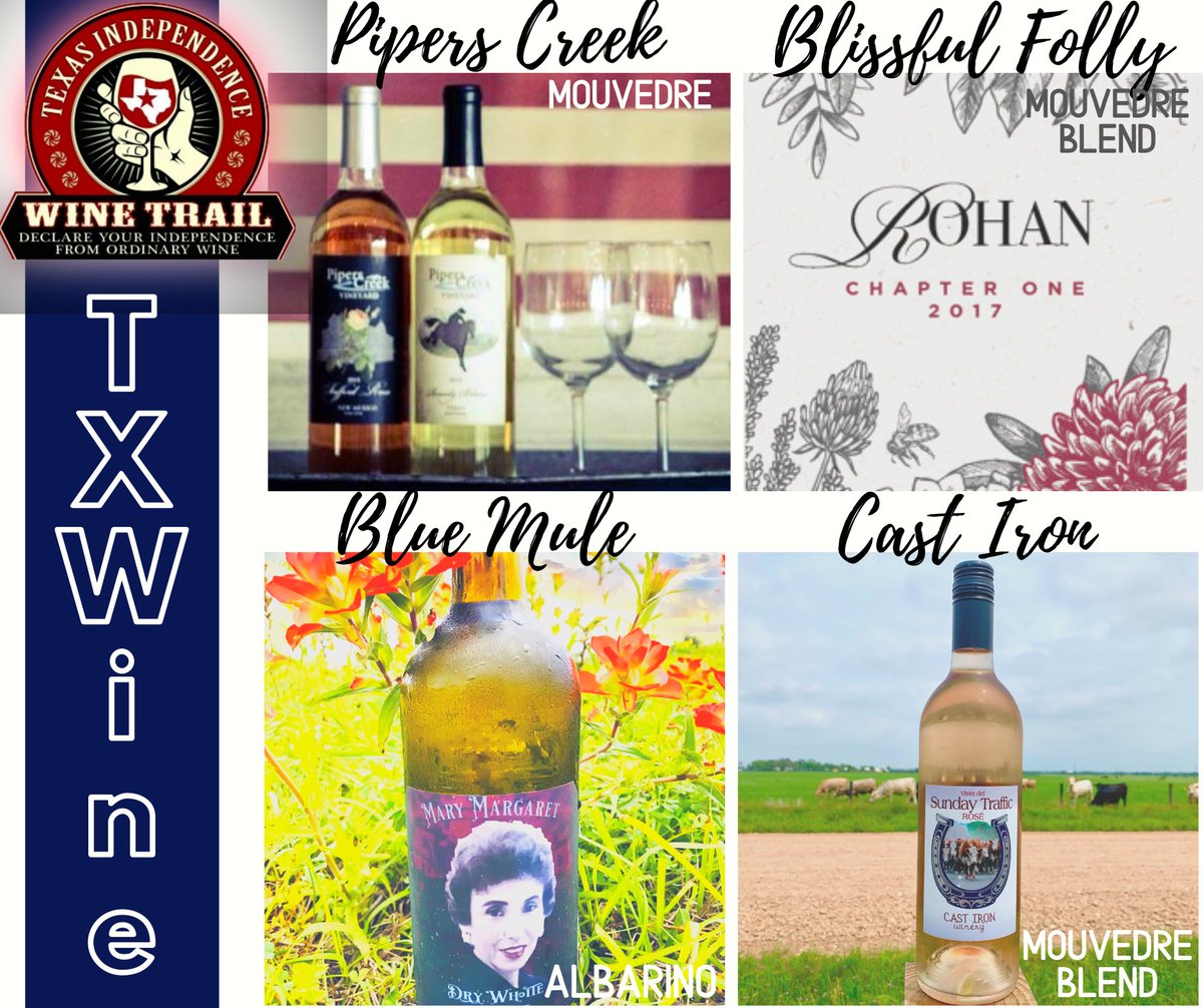 TXIndWineTrail's tweet photo. Here on the Texas Independence Wine Trail we are tasting #mouvedre and #albarino! #TXWine https://t.co/n5OiwzZxHM