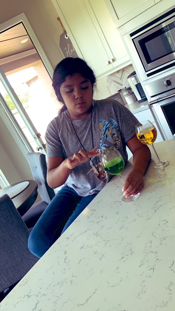 jazhelm11's tweet photo. Valerie enjoying her water xylophone activity! She even added food coloring to make it pretty. 😉 Thanks for this great lesson @MagimusMarker!  #ACECubs https://t.co/Dp3mLErXsd