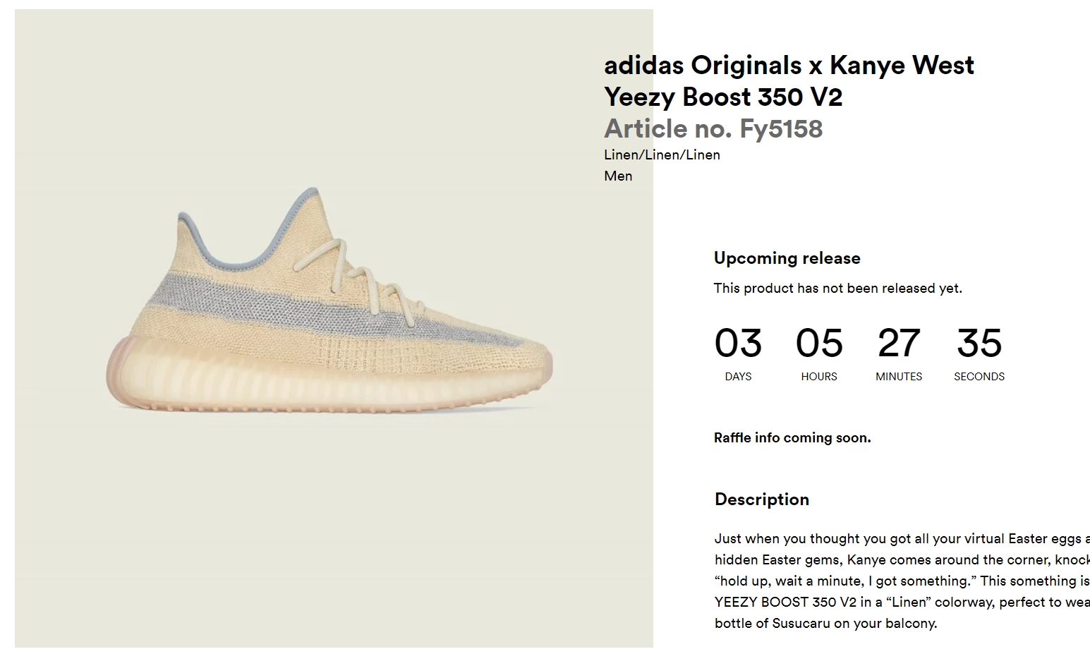 Fullress Sneakersnstuff アプリ抽選 4 17 17 00まで 4 18発売 アディダス オリジナルス イージー ブースト 350 V2 リネン Adidas Originals Yeezy Boost 350 V2 Linen Fy5158 T Co Atclm18vu6 T Co Gfwrcnjj9g