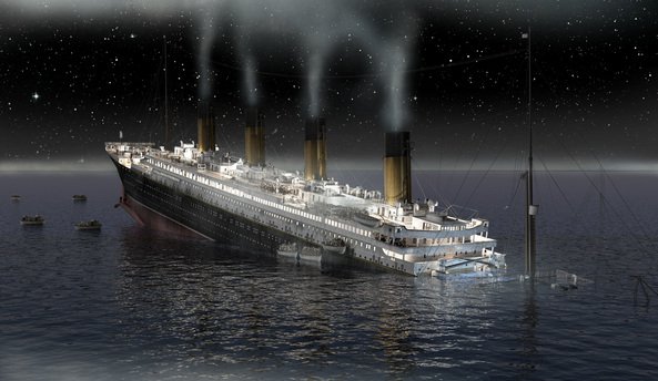 The mood has changed to something closer to panic now. The band continues to play to try to maintain calm. The ship is down at a noticeable angle now. (0.49:00) /40  #Titanic108