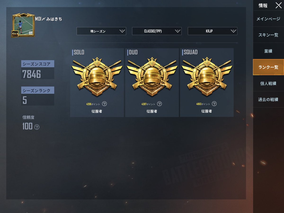 mihakichi2's tweet photo. KRJPサーバー三冠、ついに達成しました！！
シーズンスコアも現時点日本人1位！！

ここに書ききれないほど多くの方々に、レート上げを始め精神的にも助けていただきました…本当にありがとうございました！！！ https://t.co/ij4Y5VYOtz
