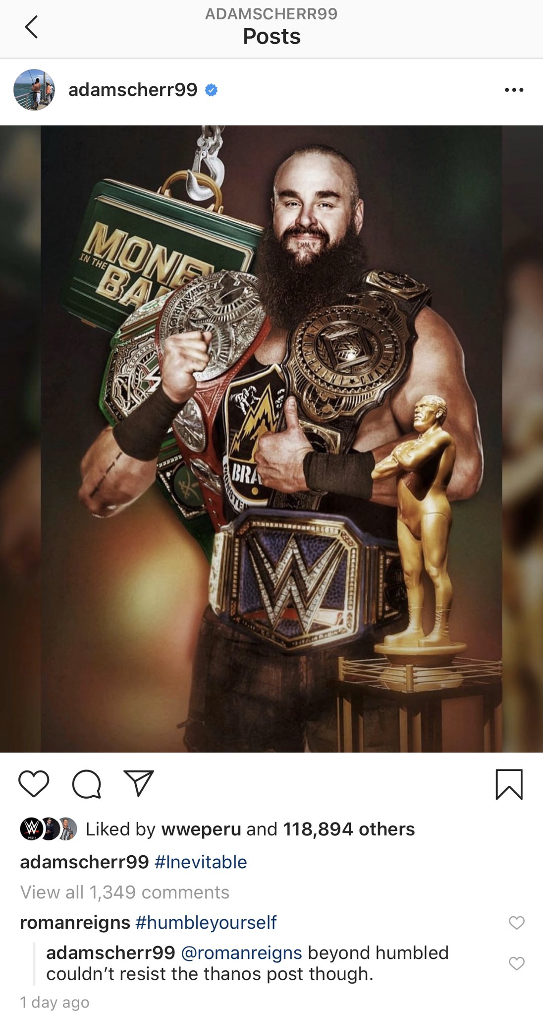 Roman Reigns Tells Braun Strowman To Be Humble After Social Media Photo Wrestling Inc