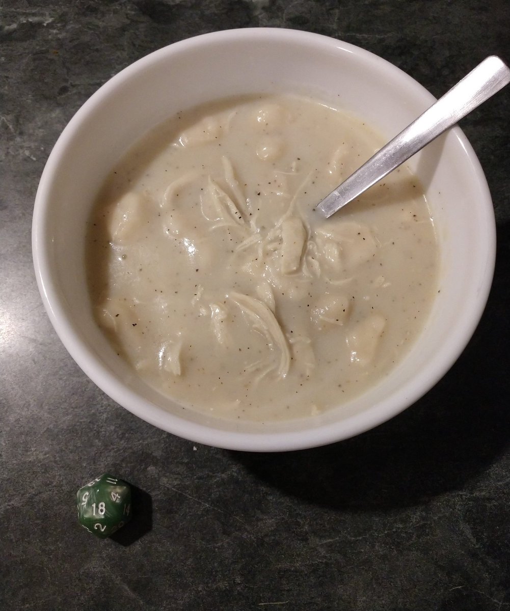ezbakeslayer's tweet photo. We're having a bit of a cold front, so nothing sounded as good as some homemade chicken dumplings. #critters #criticalrole #TheSlayersCake #dungeonsandbaking https://t.co/TnixqtrIfE
