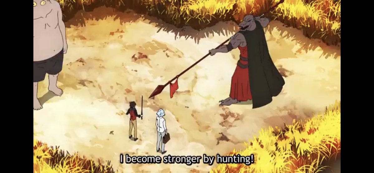 Rak then declares that the reason he seeks out Bam is because he senses he is a strong prey that he must hunt even though up until this point he’s been pretty much a fearless weakling. He clearly sees something in him that’s still quite unclear to the viewer