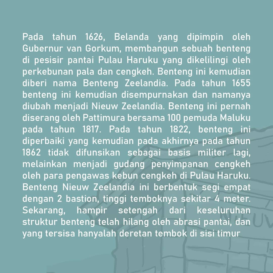 bpkxxi's tweet photo. Tahukah kamu kisah yang ada di benteng Niew Zeelandia?
Benteng yang terletak di pesisir Pulau Haruku ini pernah menjadi kisah perjuangan Pattimura dan 100 pemuda Maluku melawan penjajah.
Mari simak informasinya.

#bentengniewzelandia
#bpcbmalut
#cerdasberbudaya
#dirumahaja https://t.co/TIjakpuYm6