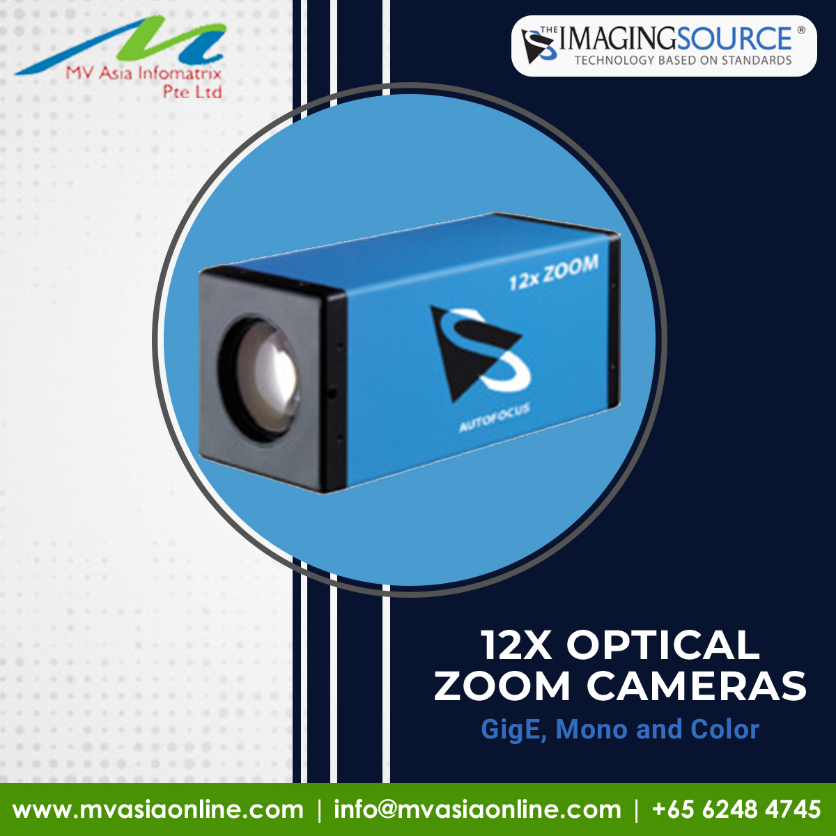 mvasiasingapore's tweet image. The Imaging Source introduces the first in a new family of GigE zoom cameras featuring 20x optical zoom, autofocus and autoiris with Power over Ethernet (PoE).

mvasiaonline.com | info@mvasiaonline.com | +65 6248 4745

#MVASIA #Imagingsource #Opticalzoomcameras #Singapore