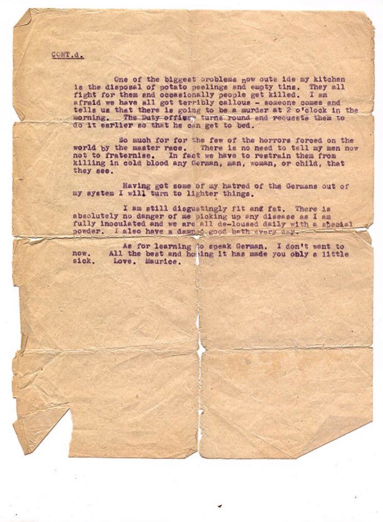 Today marks the 75th Anniversary of the liberation of the Bergen Belsen concentration camp. My grandpa, Maurice Hewlett, was a captain in the British army who arrived to find a scene of unimaginable horror. This is the graphic letter he wrote home to his family @belsenmemorial