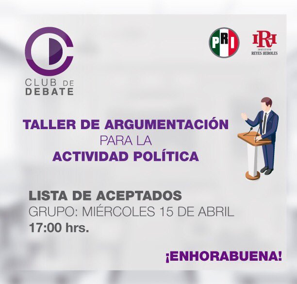 IRHnacional's tweet photo. 📃 Conoce la lista de aceptados para el día miércoles, "Taller de Argumentación para la actividad política". 

👉🏻 15 de abril a las 17:00 hrs. 

*Por mail les llegará el link de acceso. 

¡Enhorabuena! https://t.co/2X9p66Abfa
