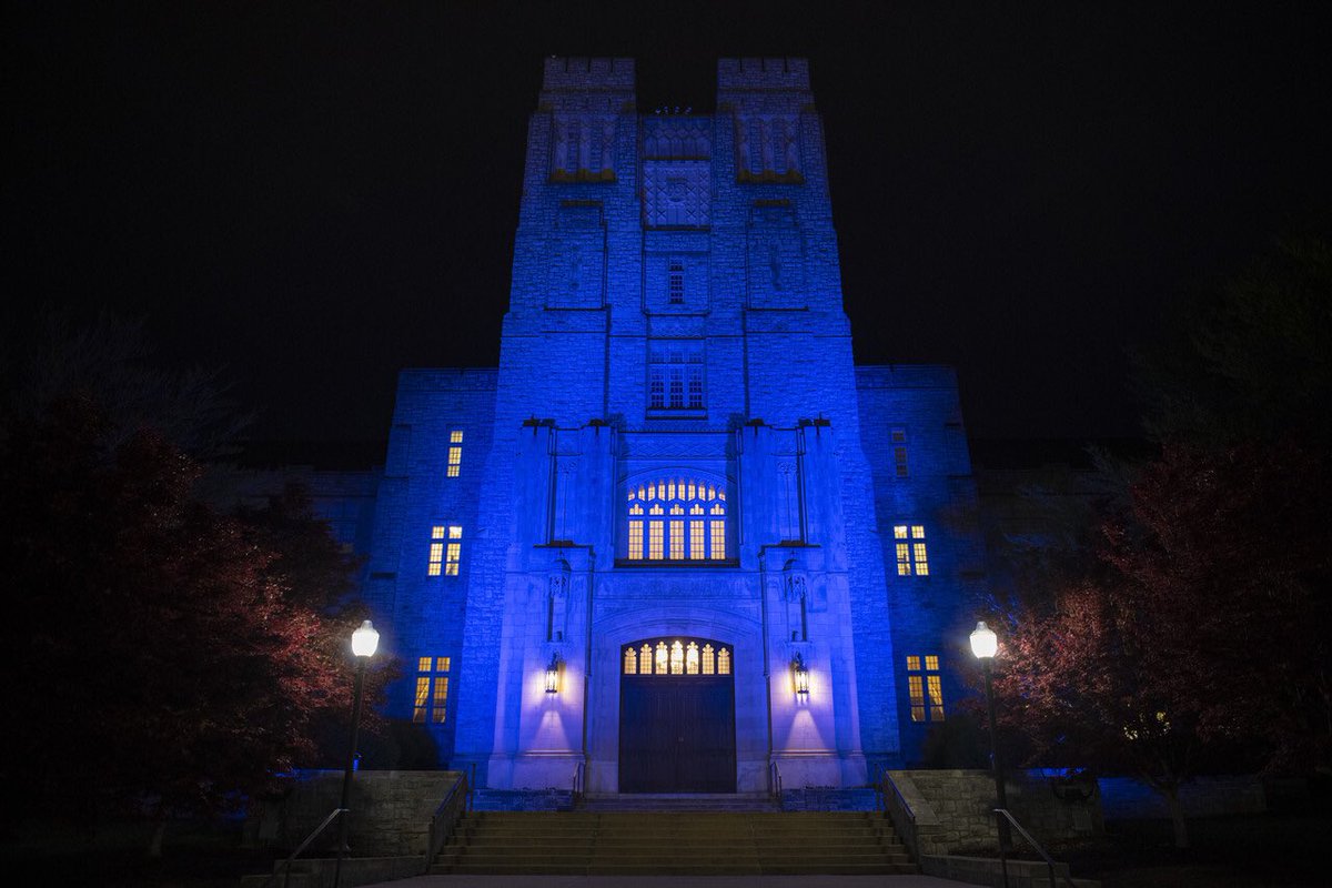 virginia_tech's tweet image. Burruss Hall will be illuminated blue over the upcoming weeks, in support of all medical professionals and essential employees working during the #COVID19 emergency. 💙 💙 💙 We can’t thank you enough.