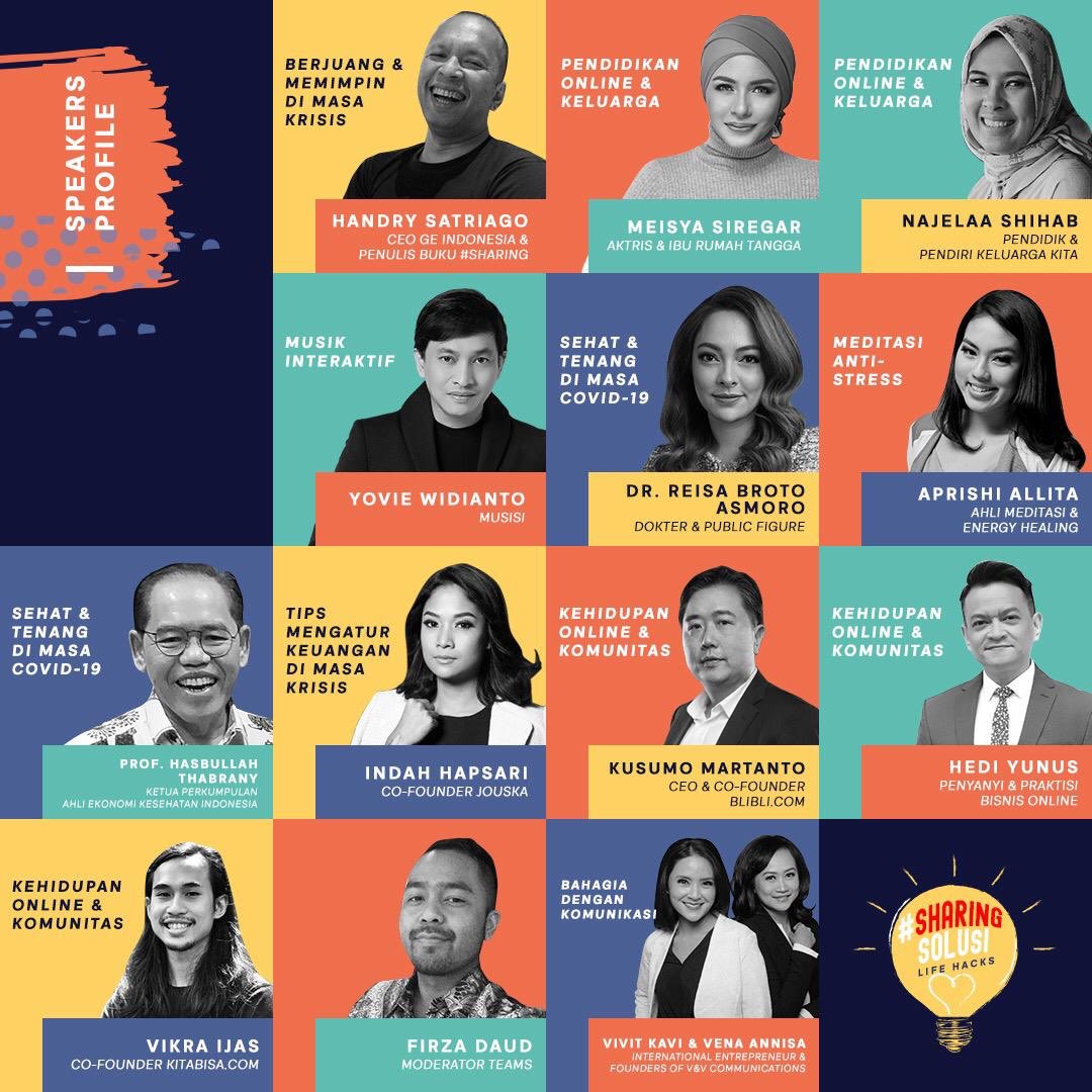 Temukan jawaban untuk menjalani kehidupan kita saat ini dan masa mendatang akibat Pandemi COVID-19 di #SharingSolusi, 
Tiga hari Online Sharing
*17,18,19 April 2020* 
Silahkan klik di : bit.ly/sharingsolusig…