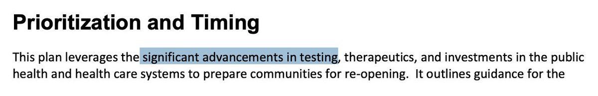 Here are all the mentions of testing in a document with a timeline of the next 30 days. First, a claim we have *made* significant advancements in testing (and also spending on public health).