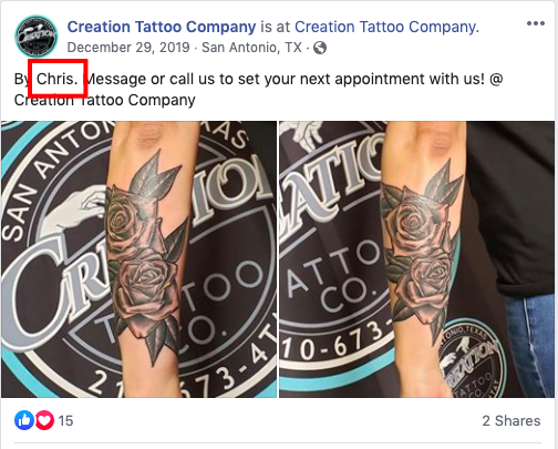 After some quick google searching we verified that, as he claimed on Telegram, Chris is a tattoo artist. Chris has previously worked for Triumph Tattoo in Louisville, Kentucky and Ritual Addictions Tattoo and Piercing in Glendale, Arizona.6/