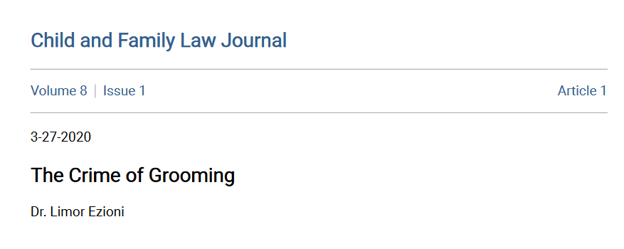 THREAD: In  @BarryUniversity's latest issue of "Child & Family Law Journal," Dr. Limor Ezioni authored the opening essay: "The Crime of Grooming."Ezioni proves she knows nothing about her topic given her repeated references to MJ & LN as supposed examples of undeniable grooming.