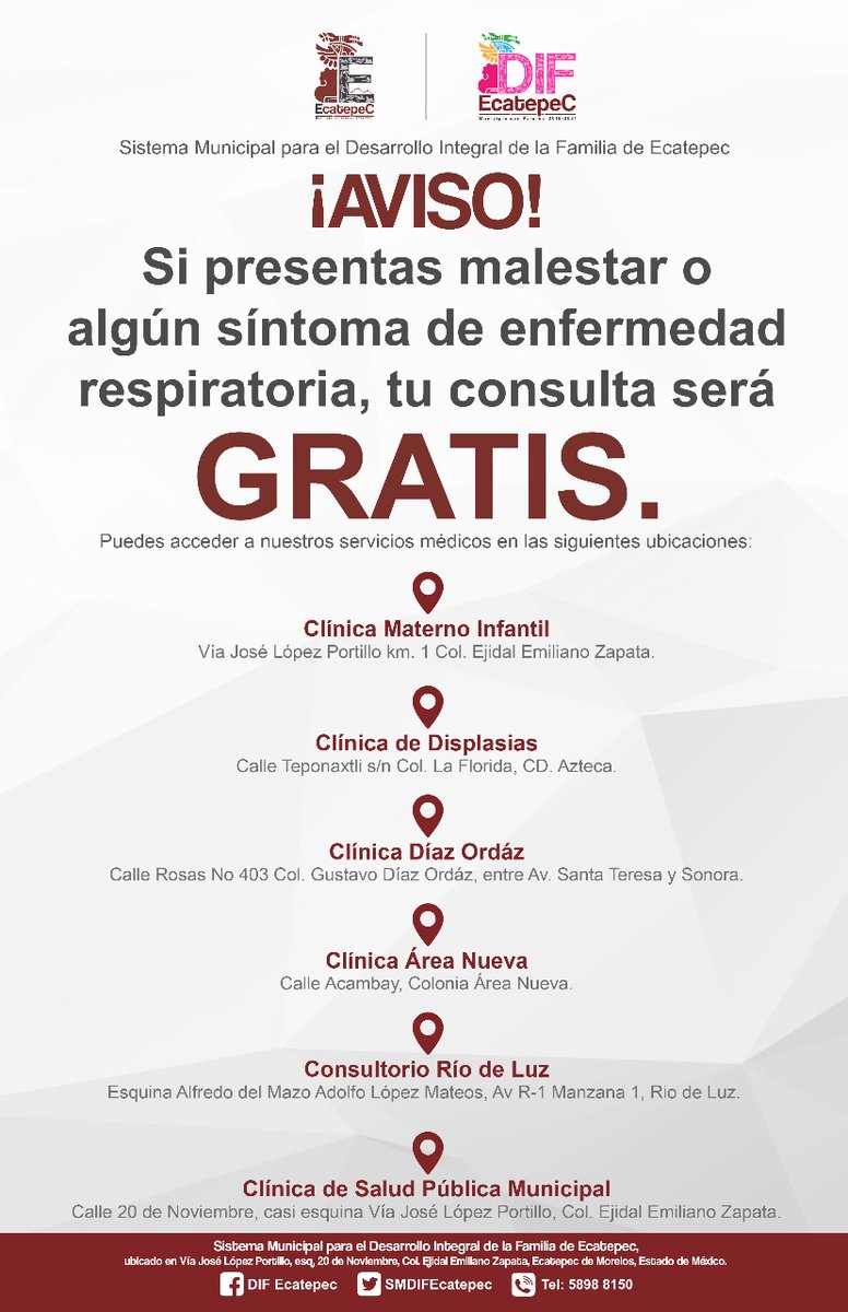 Ecatepec's tweet photo. #QuédateEnCasa | El @SMDIFEcatepec habilitó sus espacios para prevenir y detectar posibles casos de #COVID19, porque los ecatepenses no están solos, #LoDamosTodoPorTuSalud.
#MunicipioConValores @SaludEdomex @SSalud_mx https://t.co/1t7pL8nZx9