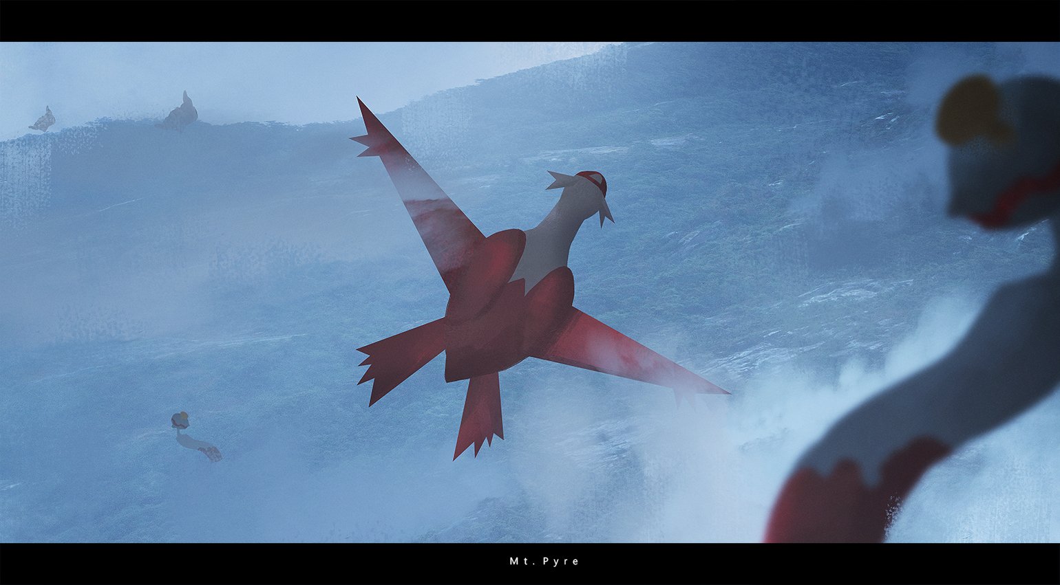 おつまみ ポケモン世代に届いてほしい絵です トクサネシティ上空 マボロシ島 白い岩 おくりび山 ポケモン Pokemon