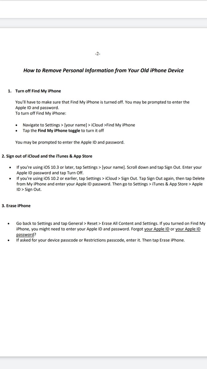For those who are able and decide to donate an old iPhone, I have included a photo of instructions on how to remove your personal information from the phone before donating it. The school board will reformat them.