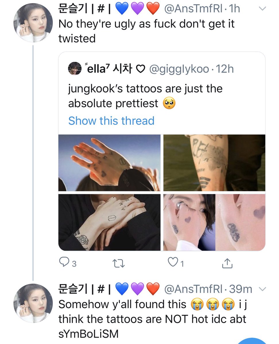 MASS REPORT ALL THESE ACCOUNTS M*CKING HIS TATTOOS. These kind of people one of the million reasons why he has been in-active from social media.  https://twitter.com/minyoongista  https://twitter.com/kanekikoon  https://twitter.com/AnsTmfRl  https://twitter.com/innerheejin 