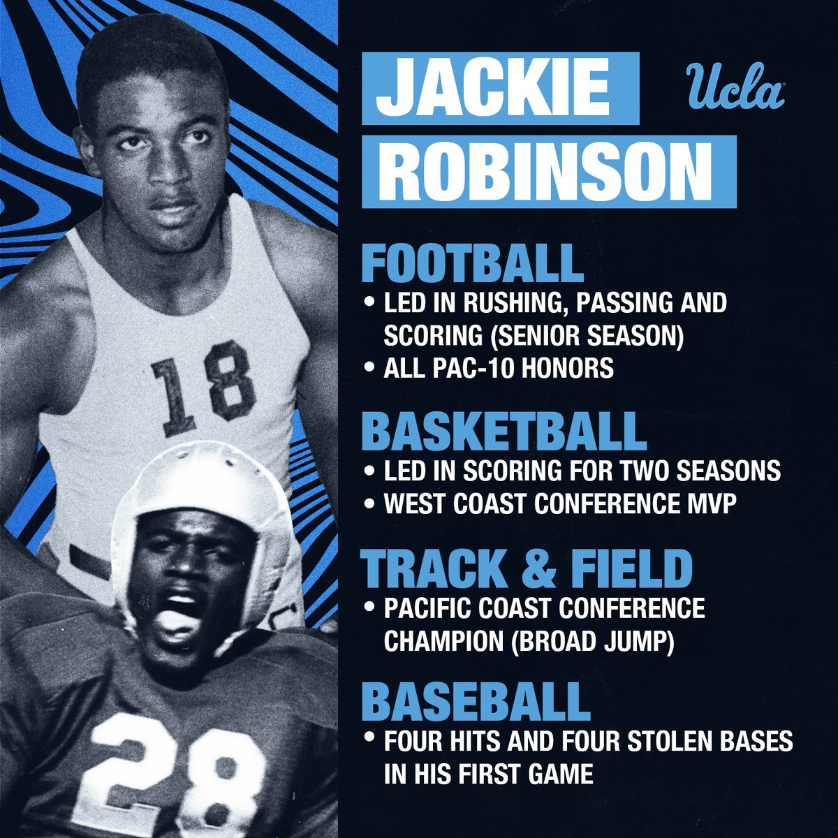 MLB Stats on X: Before Jackie Robinson was a Brooklyn Dodger, he was busy  being a star 4-sport athlete at @UCLA. #Jackie42  /  X