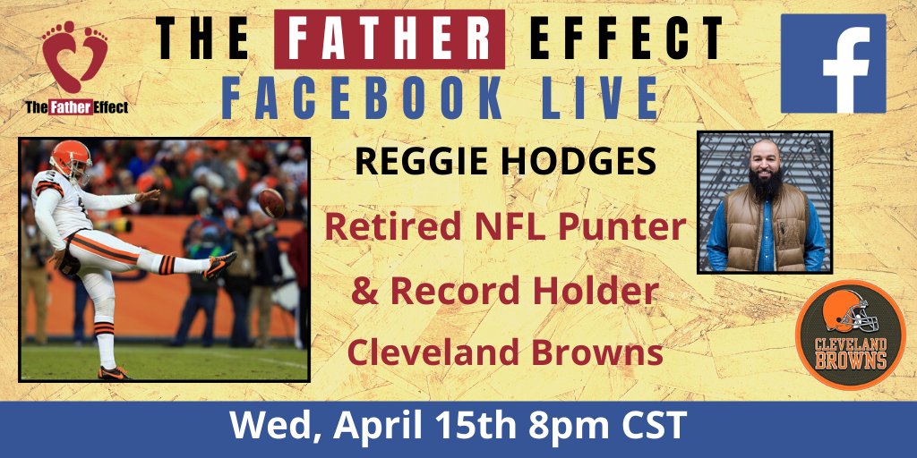 Tomorrow night's Facebook Live is with <a href="/Reggie_Hodges/">Reggie Hodges</a> sharing his story about what God has done in his life, his time in the NFL, &amp; what he is currently up to as a speaker &amp; author with a new book due in July. Share, like the page &amp; join us! facebook.com/TheFatherEffec…