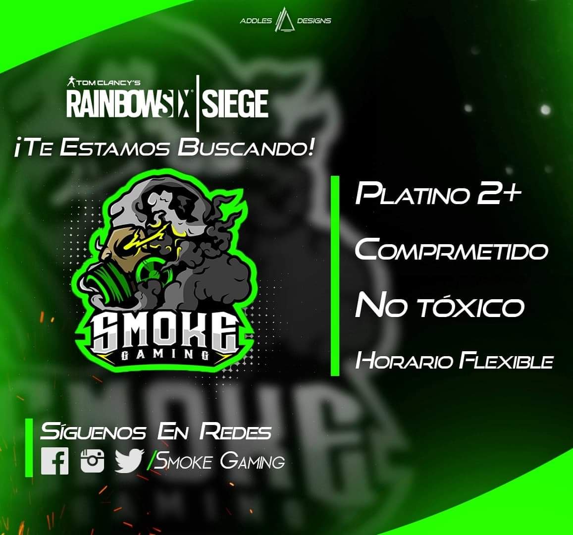 SmokeGamingR6's tweet photo. Estamos en busca de un jugador!
Super comprometido!! https://t.co/eQajahK0TA