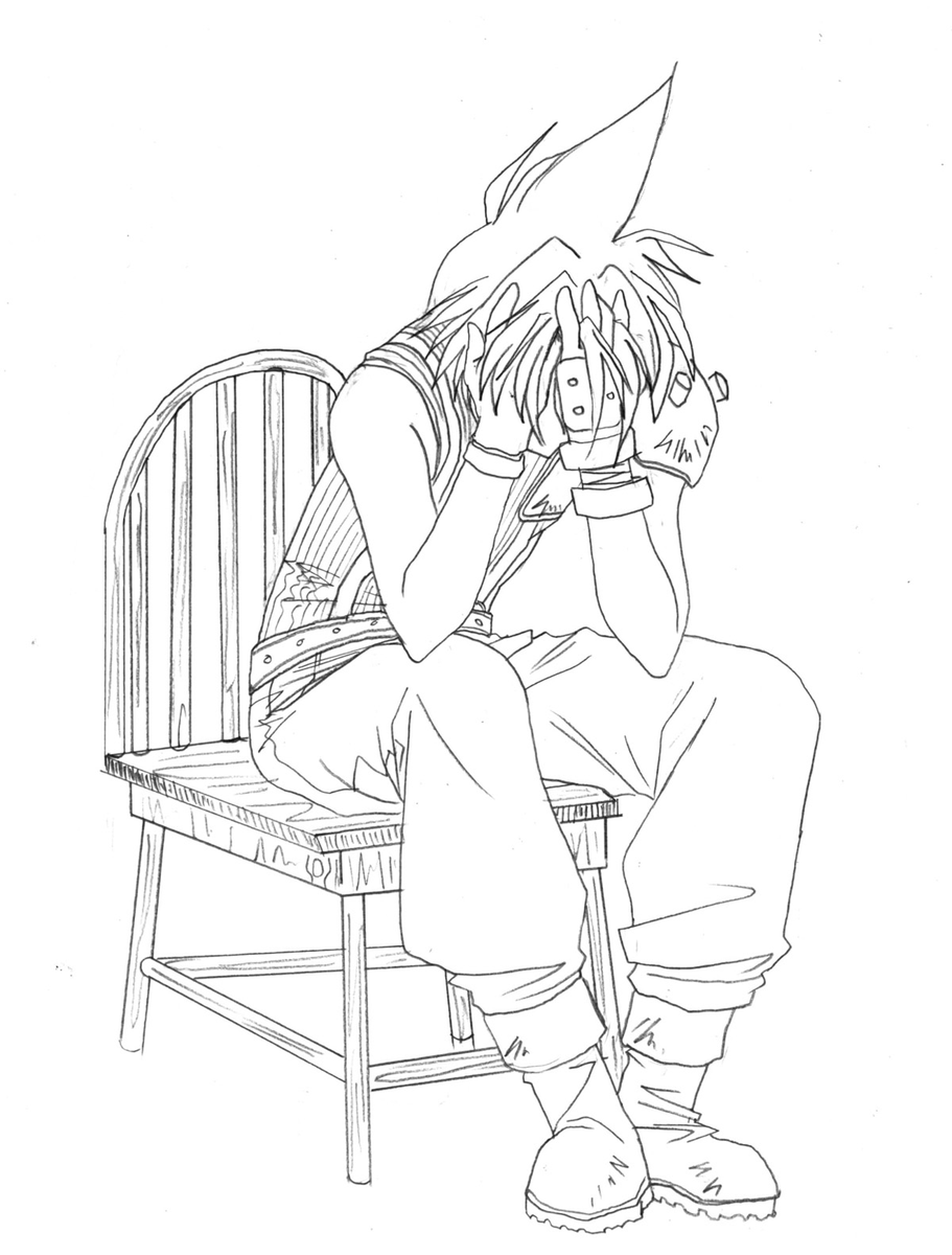 I've been too busy playing FF7 to draw FF7, so please enjoy this picture of Cloud I drew in 2002
