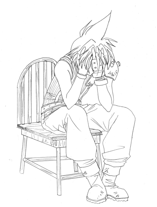 I've been too busy playing FF7 to draw FF7, so please enjoy this picture of Cloud I drew in 2002 