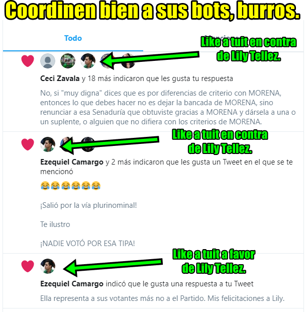 Mamonymex's tweet photo. A ver, PRIANBorolistas, saben que de apoyo no tienen ni lo que tuvieron todos juntos en 2018 contra AMLO, por eso les da un chingo de miedo la #RevocacionDeMandato2021, pero ya pa' poner a pendejos/as a coordinar a sus bots es porque están jodidamente derrotados.⤵️ #ElPuebloManda https://t.co/3Qy6dS2VsM