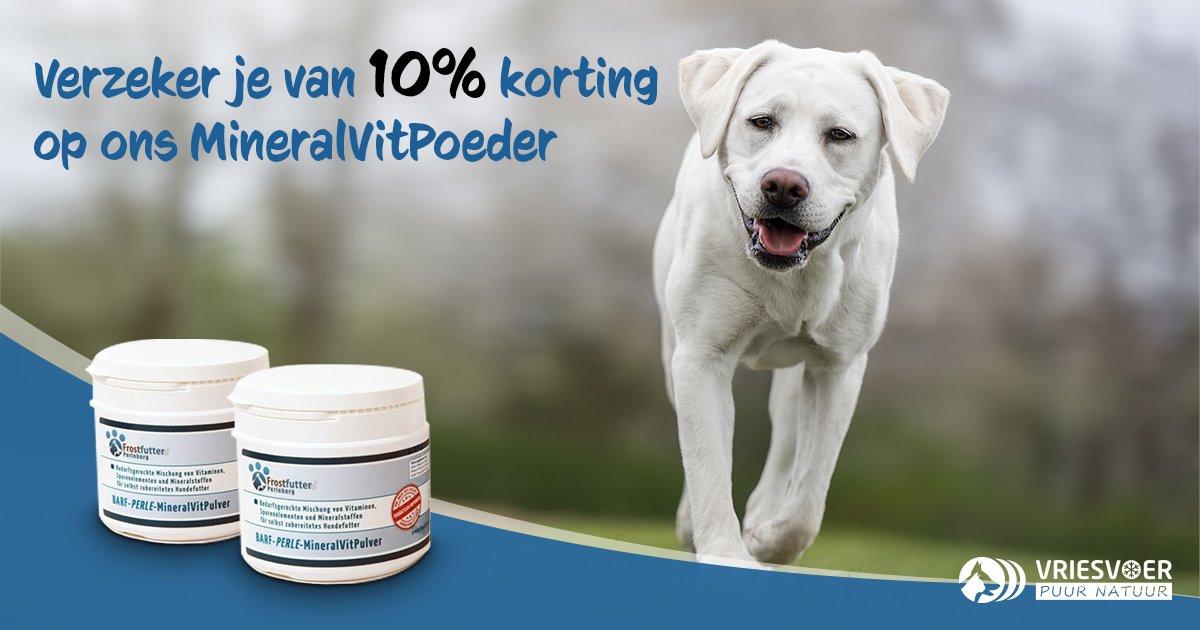 Vriesvoer's tweet photo. ▶️ 10% korting op MineralVitPoeder ◀️

Met ons handige BARF-PerleMineralVitPoeder kun je de BARF-maaltijden van je hond heel gemakkelijk evenwichtig samenstellen en hem van alle essentiële voedingsstoffen voorzien.

👉 https://t.co/bcAU18361P

#honden #katten #vriesvoer #barf https://t.co/wJtRXrnaiO