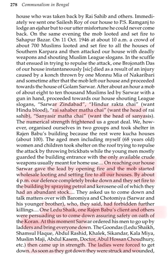 23/n  @OpusOfAli as per eye witness accounts the Rioters were persuading to get people out of house by assuring safety at oath of Quran. But...Shame they cheat the holy Quran too. Source: Communalism in Bengal, 278