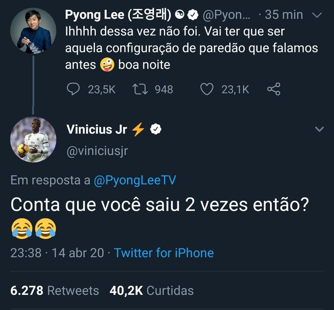itolindoo's tweet photo. Por que será que o Pyong apagou essa interação com o Vinicius Jr? Ué, não entendi. E vamos de eternizar o print. #BBB20 https://t.co/AcGXeeJ2JO