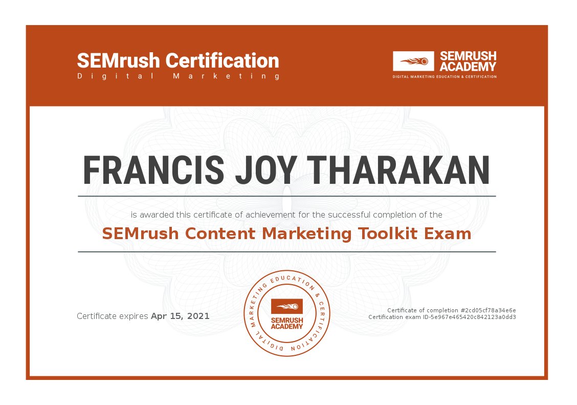 cerebronlabz's tweet photo. Thank you so much, SEMrush
@francisjoyt @semrush @SEMrushAcademy #DigitalTransformation #DigitalMarketing https://t.co/O3NfWZMNk3