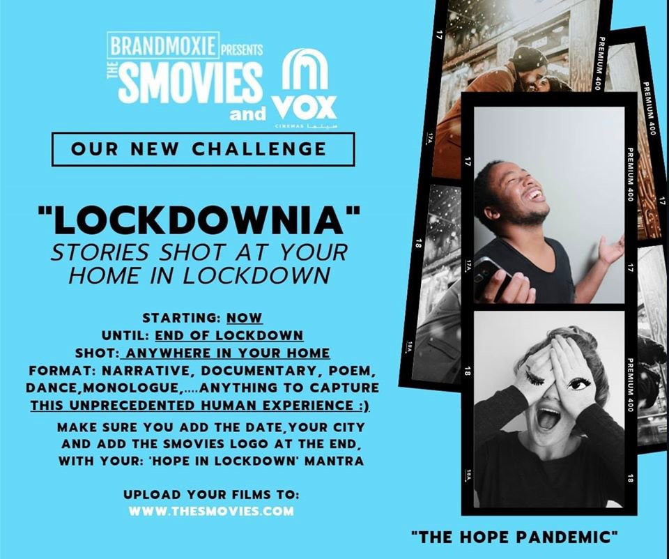 thesmovies's tweet photo. Locked down with nothing to do and nowhere to go?
Well, we are partnering with VOX Cinema is to bring you this most awesomely insane short film challenge.

Details in: https://t.co/0nSo2zZbb2
#VoxCinemas  #TheSmovies  #BrandMoxie https://t.co/ViSeVtAR9y
