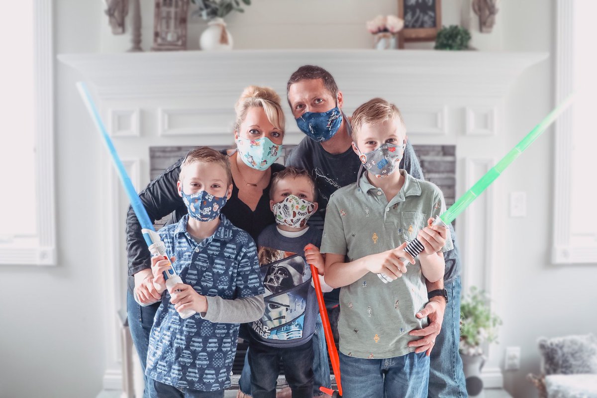 May the Force be with You!            Find out how to make these <a href="/Disney/">Disney</a>  inspired DIY cloth face masks for the whole family now on our website.  As an added bonus, the pattern I used offers the option to add a filter too.  
coffeeandconfettimom.com/2020/04/14/diy…
#diyfacemasks #disney #starwars