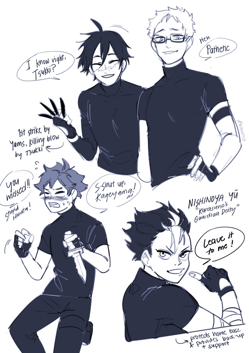 more sketches! ft yams, tsukki and everyone's fave libero, noya-san 