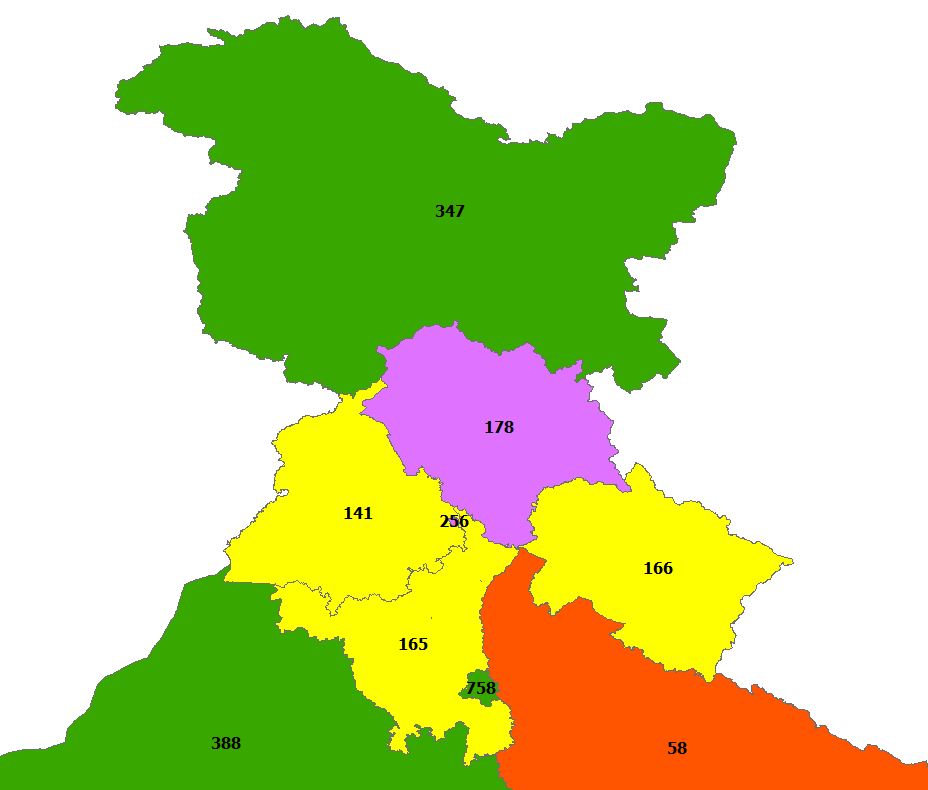 The over lap in yellow seen is between Punjab and Chandigarh. Please see the zoomed version