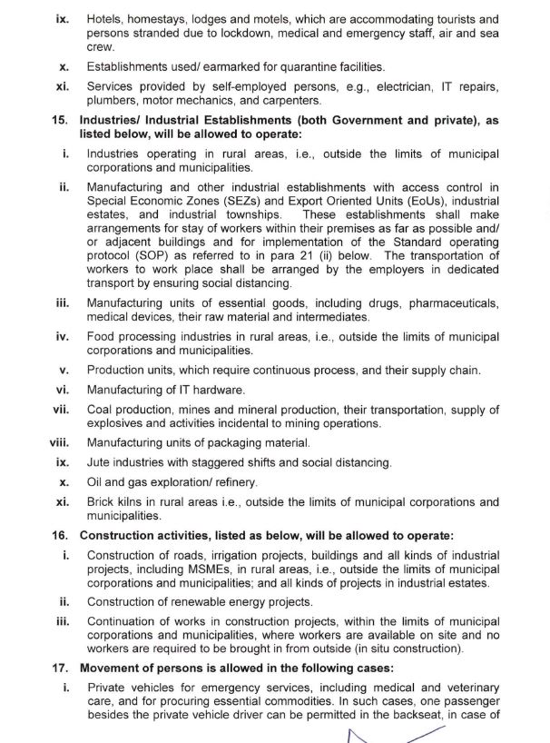 MHA issues updated consolidated revised guidelines after correcting the date from 20th May to 20th April 2020, on the measures to be taken by Ministries/Departments of Govt of India, State/UT governments & State/UT authorities for the containment of  #COVID19 in India. (2/2)
