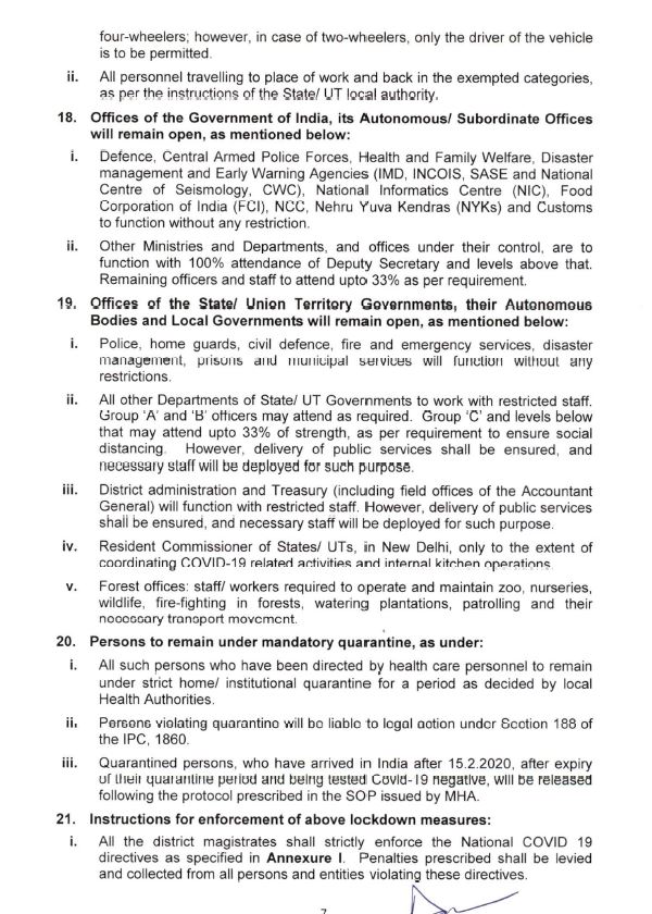 MHA issues updated consolidated revised guidelines after correcting the date from 20th May to 20th April 2020, on the measures to be taken by Ministries/Departments of Govt of India, State/UT governments & State/UT authorities for the containment of  #COVID19 in India. (2/2)