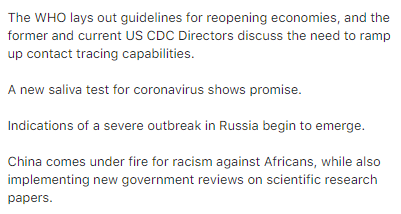 NateDuncanNBA's tweet photo. COVID Daily News: CDC Discusses US Ramp Up in Tracing; Troubling News in China w/ Ben Taylor @ElGee35 

Subscribe: https://t.co/3QYDlGvOWL https://t.co/MFW5qhxnvP