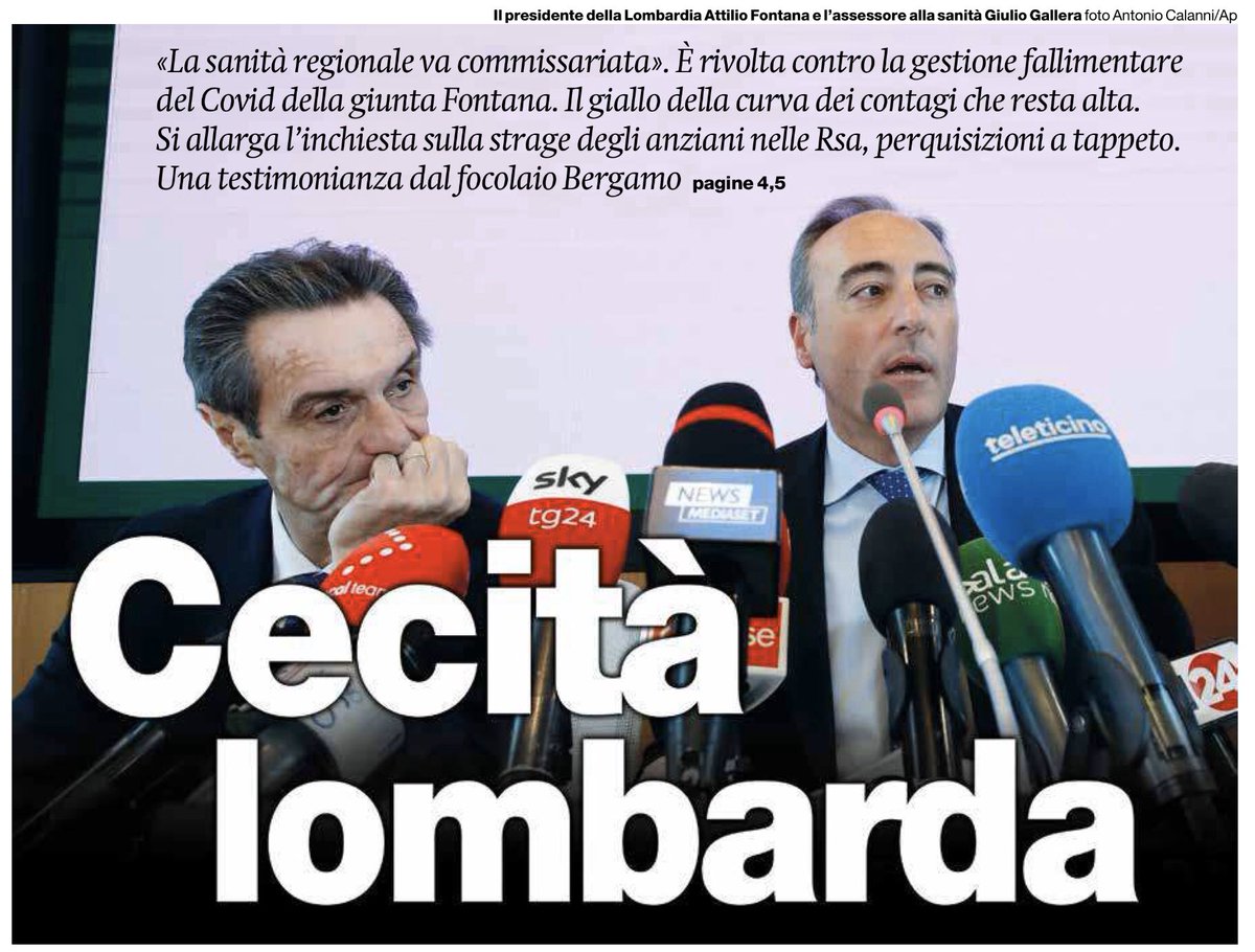 francofontana43's tweet photo. “La sanità lombarda va commissariata”.
È rivolta contro la gestione fallimentare della giunta Fontana
L’apertura de @ilmanifesto https://t.co/E9YH2pkb5L