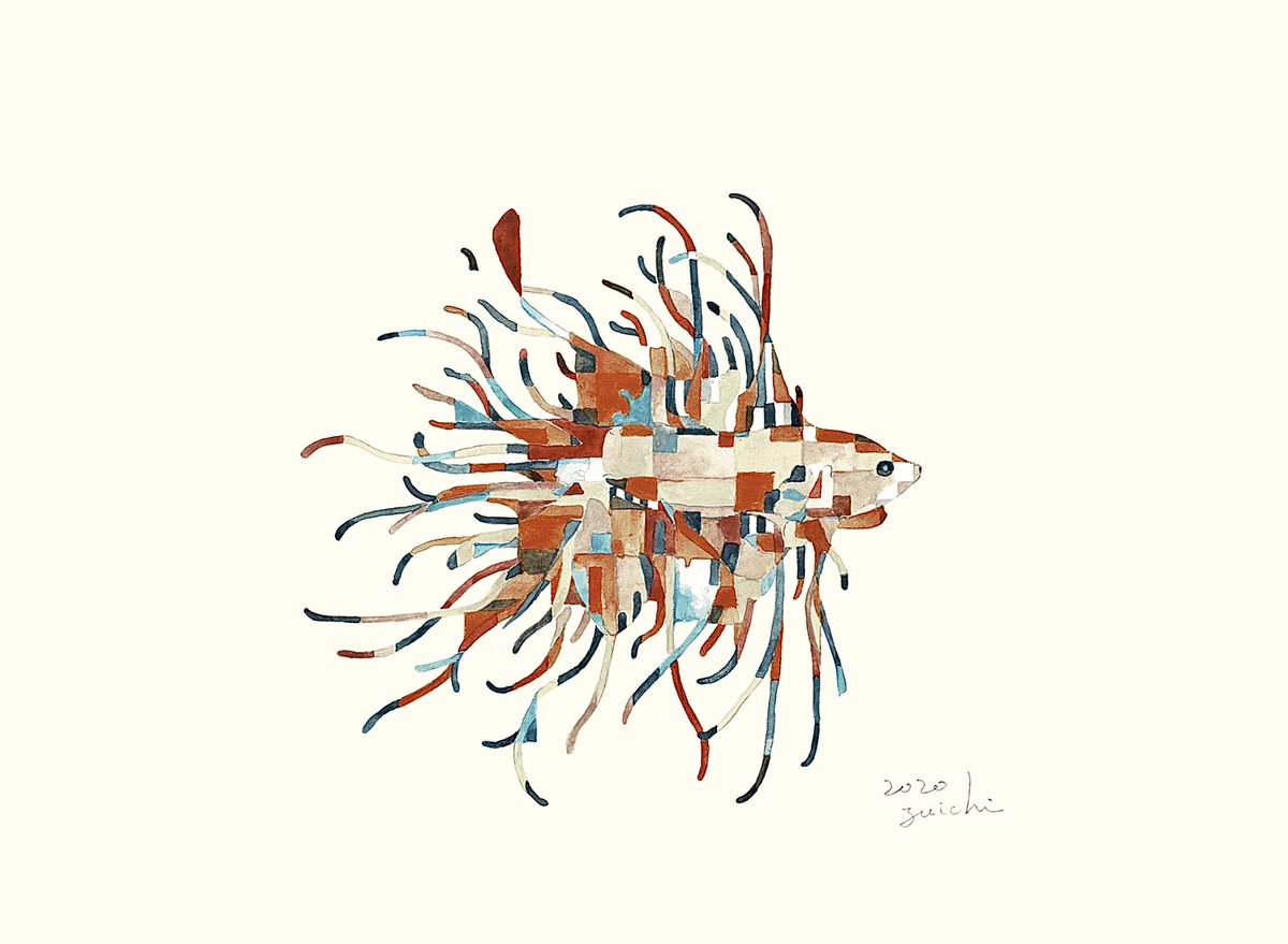 「2020/04/15 Wed.  泳ぐ花。
#砂滑博物館砂滑 」|sano yuichiのイラスト