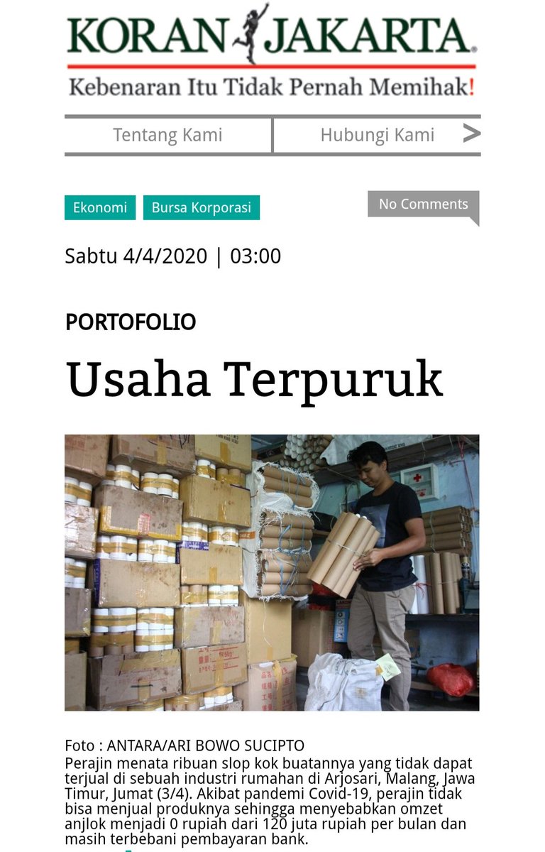 Saat corona, Ojek online penghasilan memang berkurang. Tapi mereka masih bisa kerja.Sementara para pekerja UKM ini gak bisa bekerja. Dirumahkan. Ironisnya yg tampak di media sosial justru ojek online yg dirasa paling merana. Dan pekerja nonformal tetap gak tersentuh bantuan.
