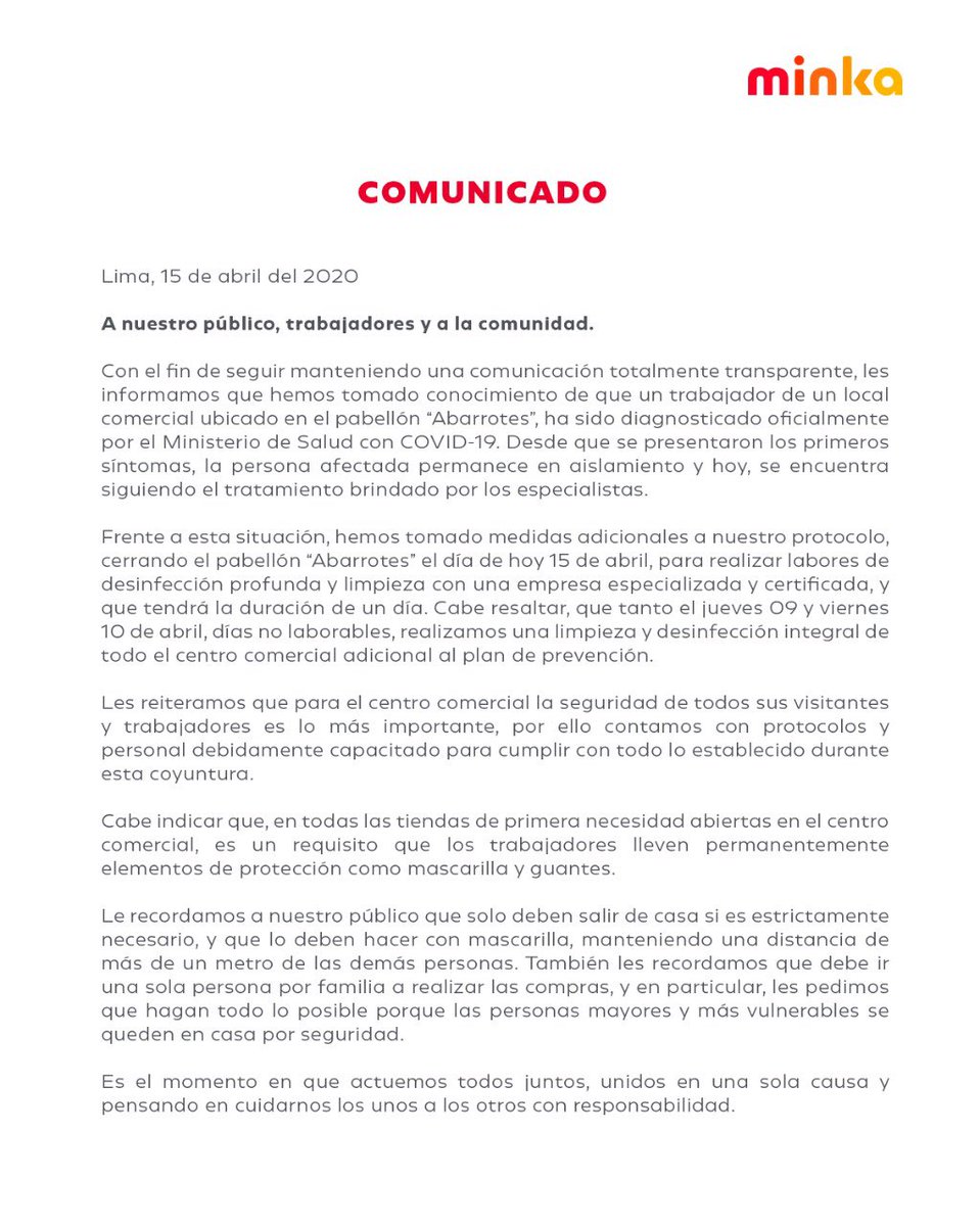 Comunicado 15 de abril.