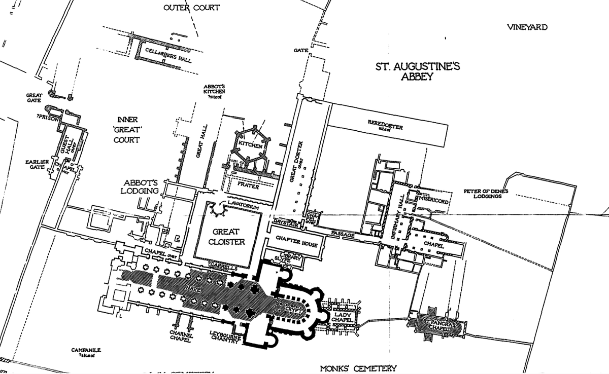 less flippantly you might know that one of the wealthiest abbeys is only like 5 minutes away from the Cathedral Priory. And their chief relic was the body of the man who brought Christianity to England!!! i.e. a proper saint who did something other than get his skull chopped off