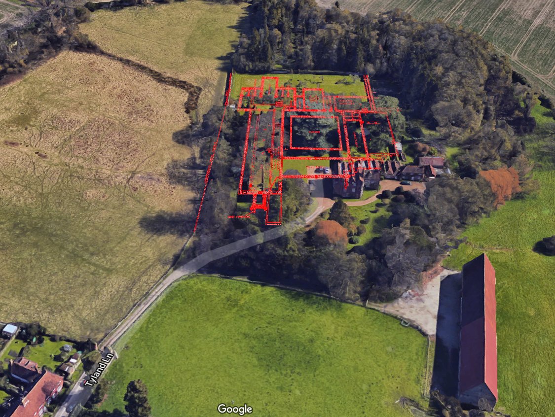 I love it when a plan and 3D mesh aerial photogrammetry come together. even if it is Cistercian