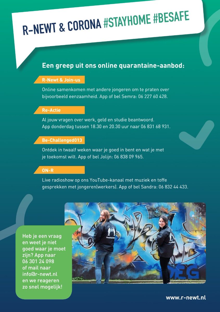 #rnewt &amp; corona online quarantaine aanbod #jongerenwerk #Online
