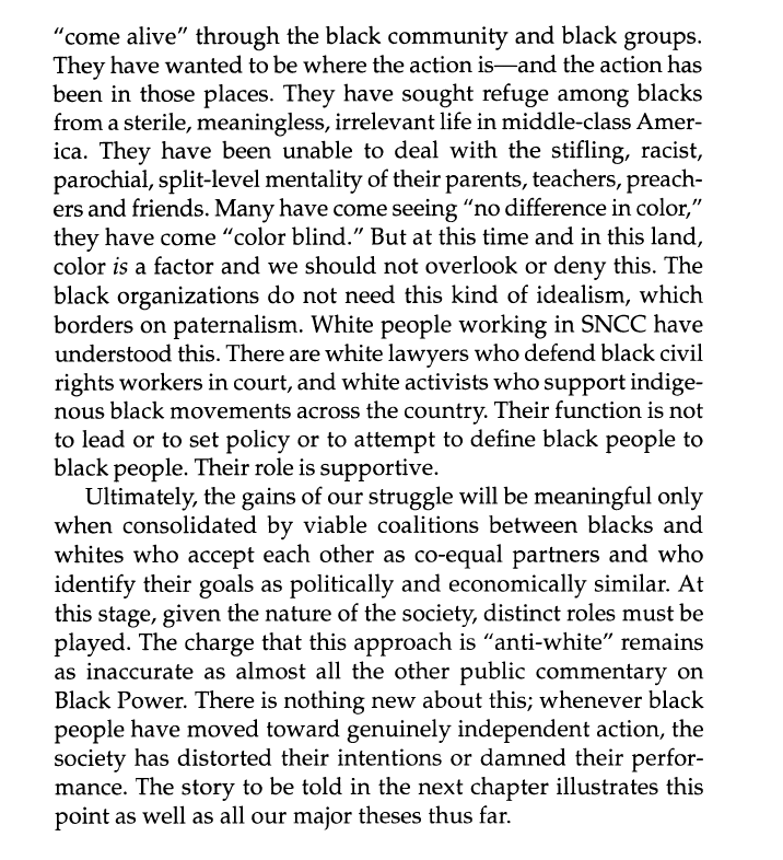 "Ultimately, the gains of our struggle will be meaningful only when consolidated by viable coalitions between blacks and whites who accept each other as co-equal partners and who identify their goals as politically and economically similar"