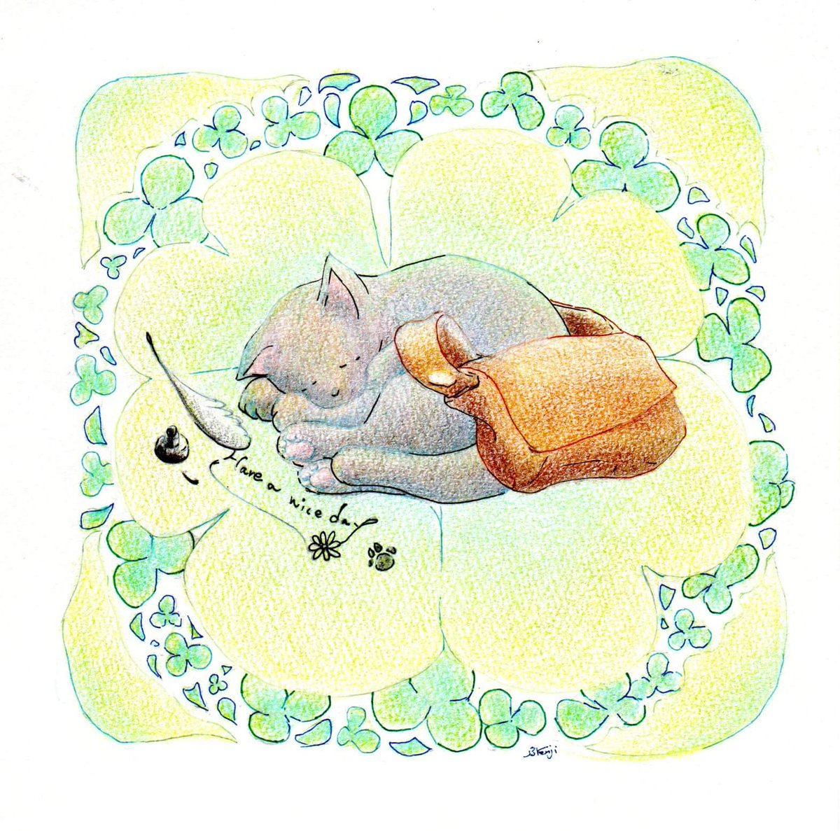 Ino Kenji En Twitter 4 15 御依頼作品 4 15作 色鉛筆 カラーボールペン 紙0 0 猫 黒猫 鞄 クローバー 色鉛筆 リース カラーボールペン イラスト ペットイラストレーター ペット似顔絵 Illust Cat Colorpencil Bag Clover Lease