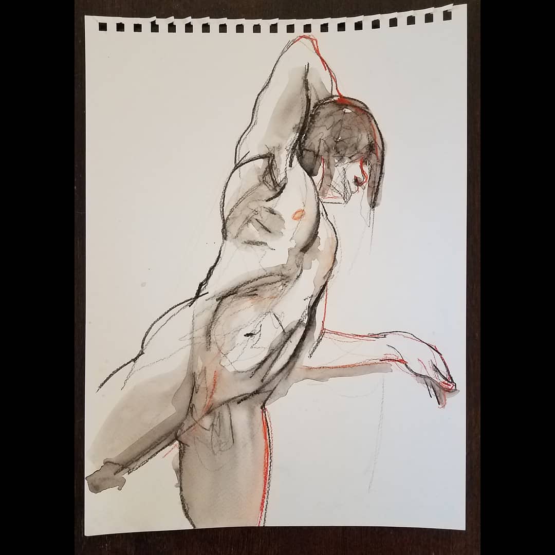 Available life drawings as part of #GetYaNudesOut #ArtistSupportPledge 2nd drawing with watercolour in red 19x28cm £50, 1st &amp; 3rd 28x38cm £100 +pp by <a href="/CatherineLooks/">Catherine Hall</a> 20% of sale goes to life model who posed for each drawing - Andrew Crayford here <a href="/AndrewCrayford/">Andrew Crayford</a> #SupportArtists